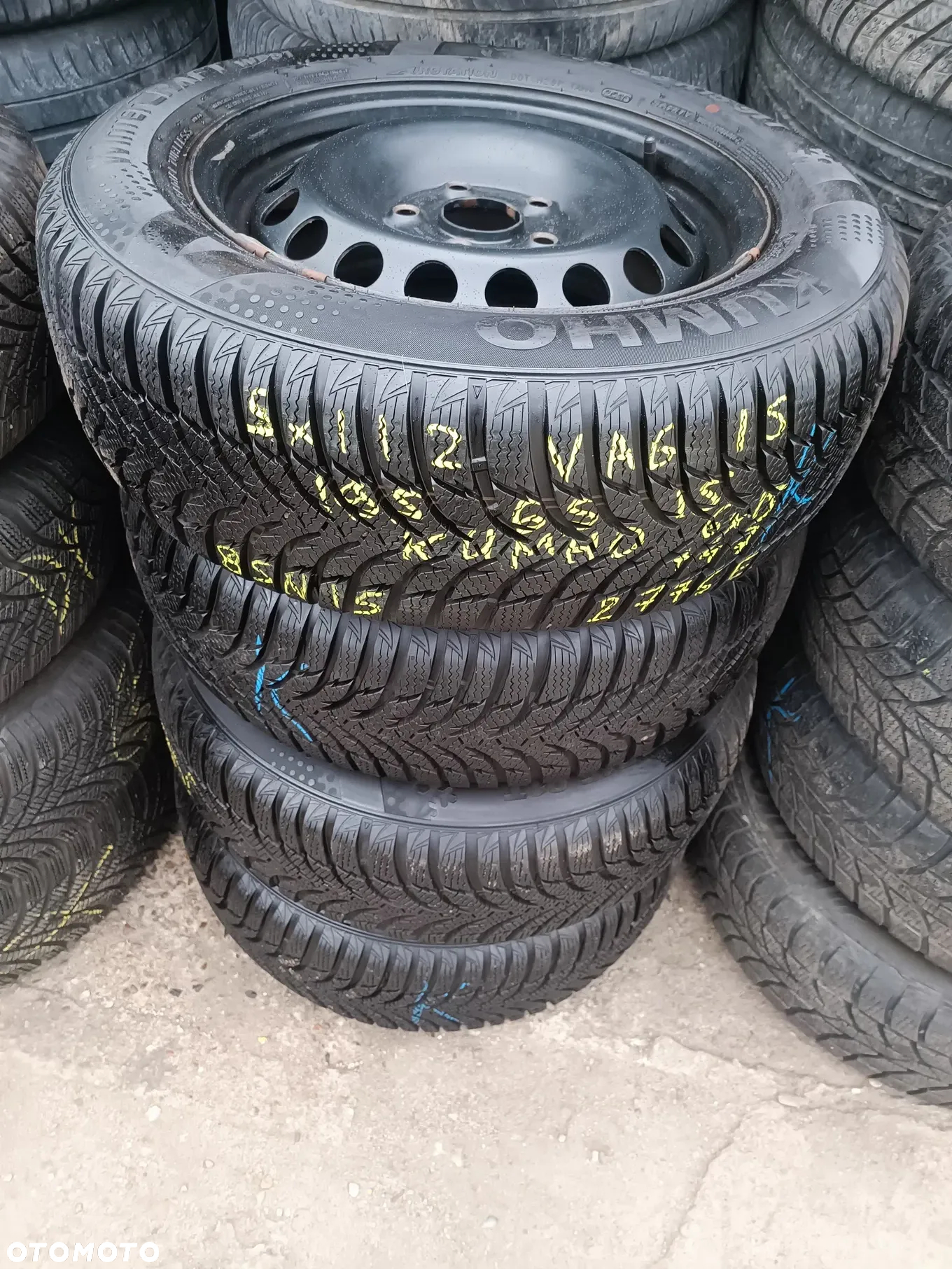 5x112 Felgi stalowe Stal 15 Koła Zimowe Zima VW PASSAT B5 GOLF 5 6 V VI CADDY JETTA TOURAN SEAT LEON TOLEDO ALTEA SKODA OCTAVIA II III 2 3 AUDI A4 B5 B6 A6 C5 Legnica ALU-RAD 195/65 8,5mm Kumho jak Nowe - 3