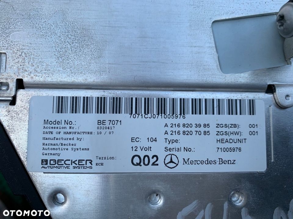 radio cd comand mercedes cl w216 europ a2168203985 - 2