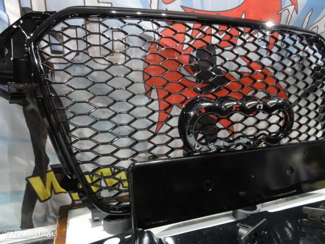 Grelha frontal AUDI A4/S4 B8 11-15 RS4 look com suporte para símbolo em preto brilhante - 4