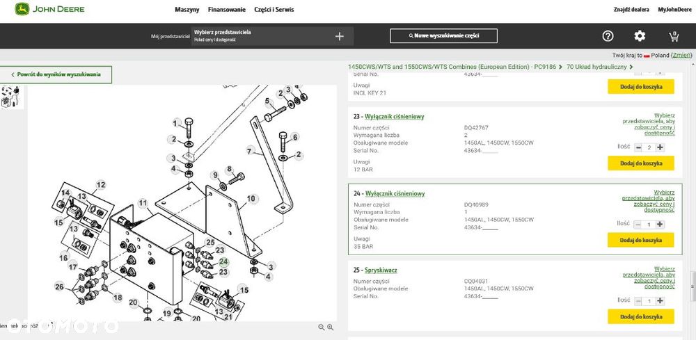 Czujnik ciśnienia oleju John Deere DQ40989 - 2