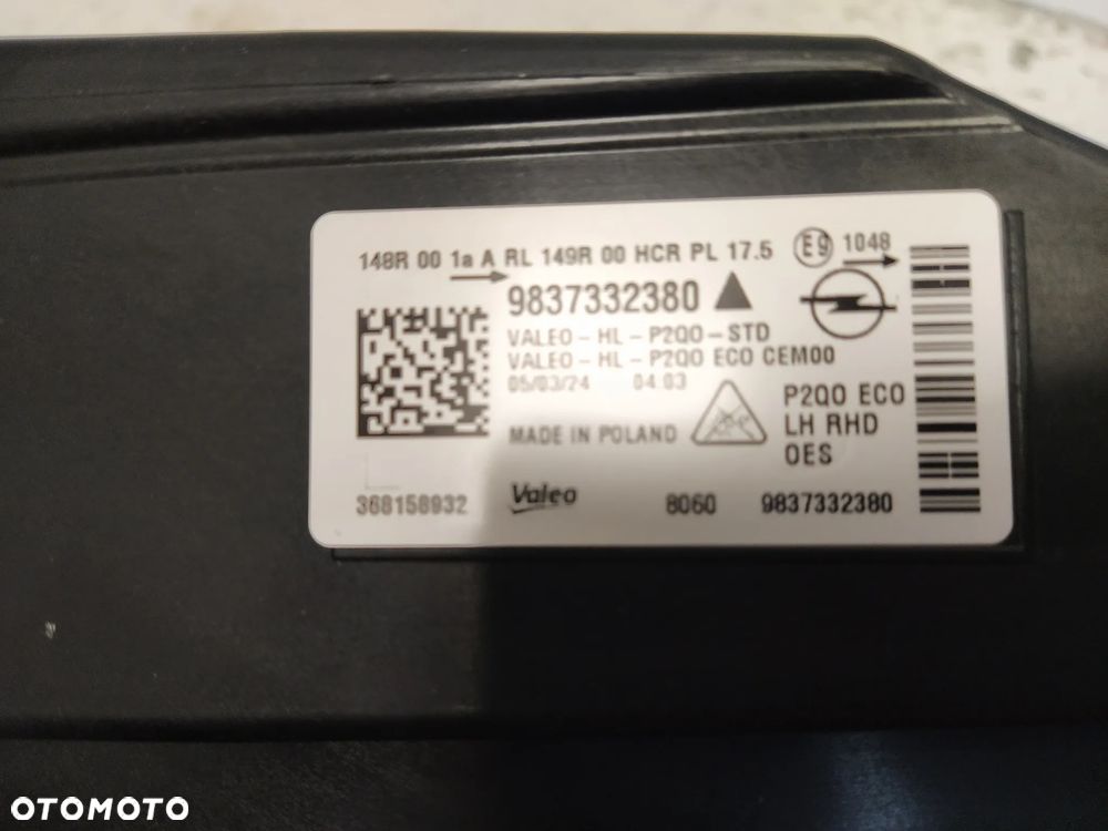 OPEL MOKKA B II 20- REFLEKTOR LAMPA LEWA PRZÓD PRZEDNIA LUX / ZWYKŁA UK ORYGINAŁ - 15