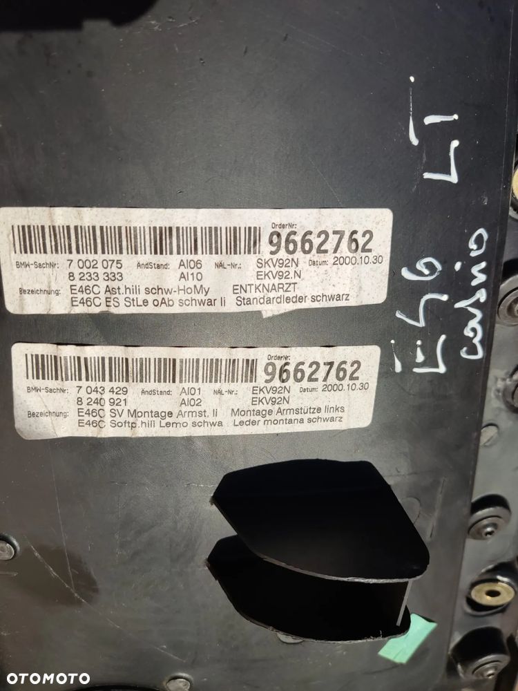 BMW E46 CABRIO BOCZEK TAPICERKA LEWY PRAWY TYŁ TUNEL PODŁOKIETNIK 8240786 8231904 8240785 8231903 KOMPLET - 8