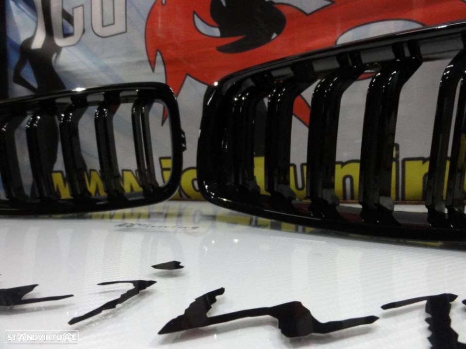 Grelha frontal em plástico ABS para BMW F30 / F31 11-18 M4 look / dupla lâmina em preto piano brilhante - 8