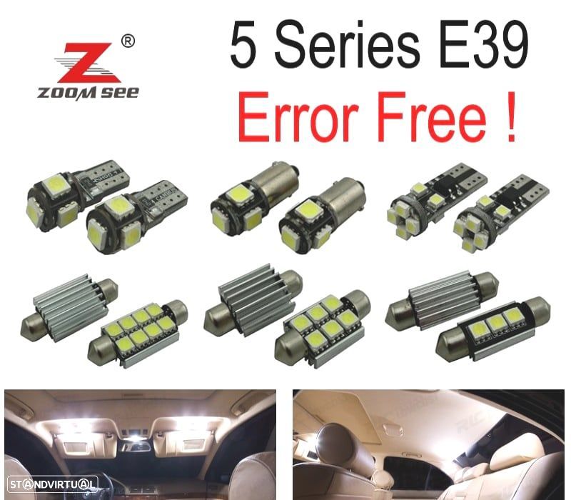 KIT COMPLETO DE 21 LÂMPADAS LED INTERIOR BMW E39 5 SERIES 530D 525D 520D 520I 525I 528I 530I 540I M - 1