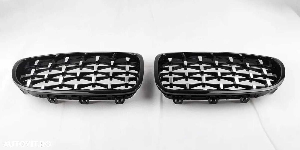 Grile Nari M Diamond BMW F10 F11 Negru Lucios cu Argintiu, Grila Dubla - 5