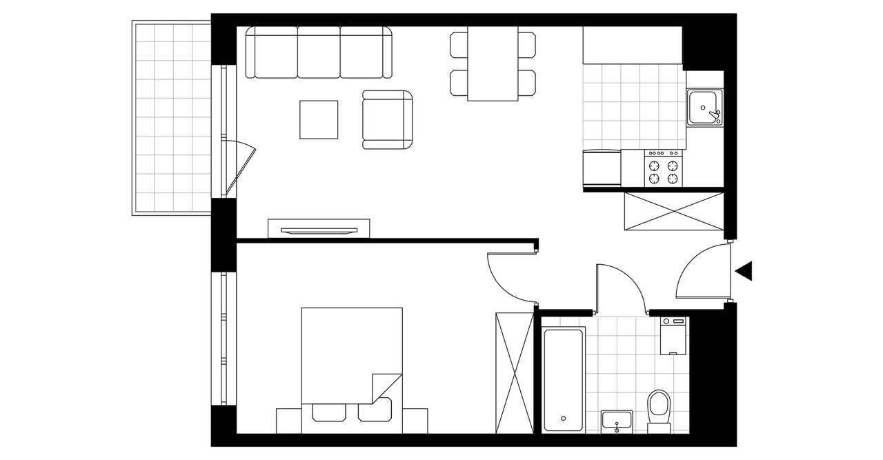 2-pokojowe mieszkanie 46m2 + balkon - Pełny obrazek: 4/21