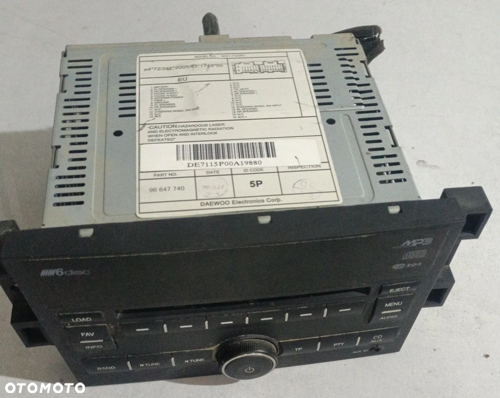 RADIO CD/MP3 ,ORYGINALNE 96647740- CHEVROLET CAPTIVA 207 ROK - 1