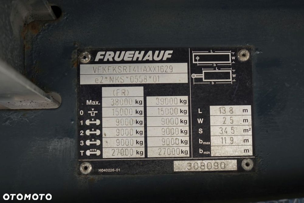 Fruehauf KONTENER / FURGON / OSIE SAF / ROLETA / OŚ PODNOSZONA / PODŁOGA SZYNA-DESKA - 30