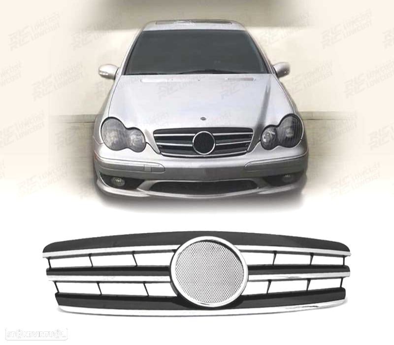 GRELHA MERCEDES C W203 00-07 SPORTLOOK CROMADA PRETA - 1