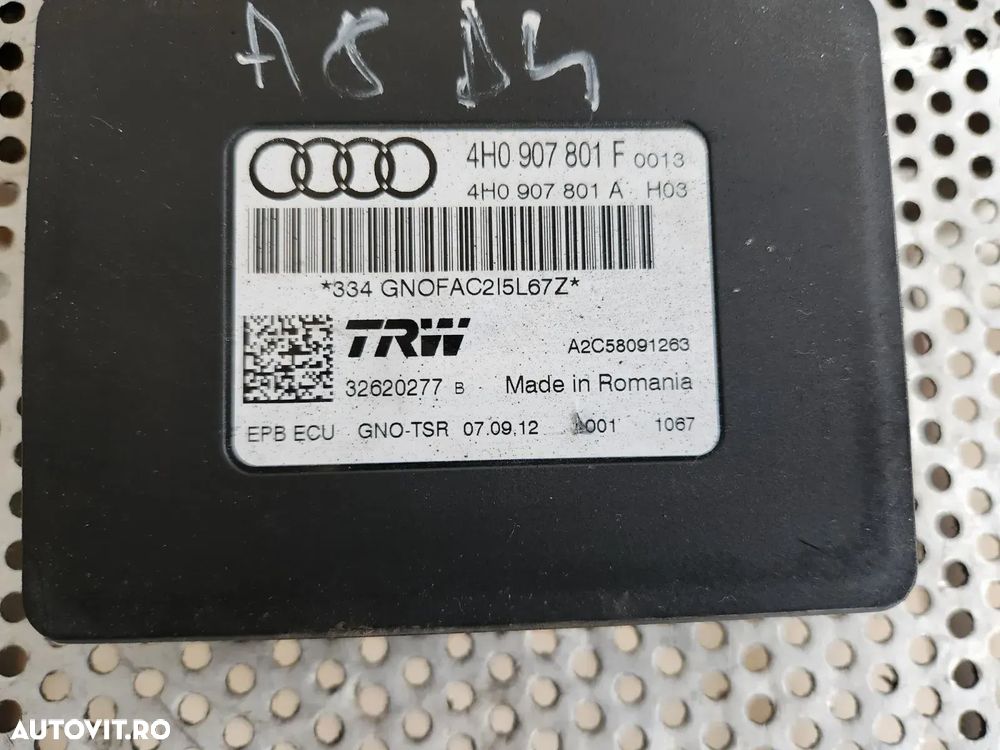 Calculator Modul Frana De Mana Audi A6 4G C7 A7 A8 4H D4 An 2010-2011-2012-2013-2014-2015-2016-2017 Cod 4H0907801F Dezmembrez Audi A8 3.0 Tdi Motor CLA Cutie NNY An 2010-2011-2012-2013-2014-2015-2016-2017 - Dezmembrari Arad - 3