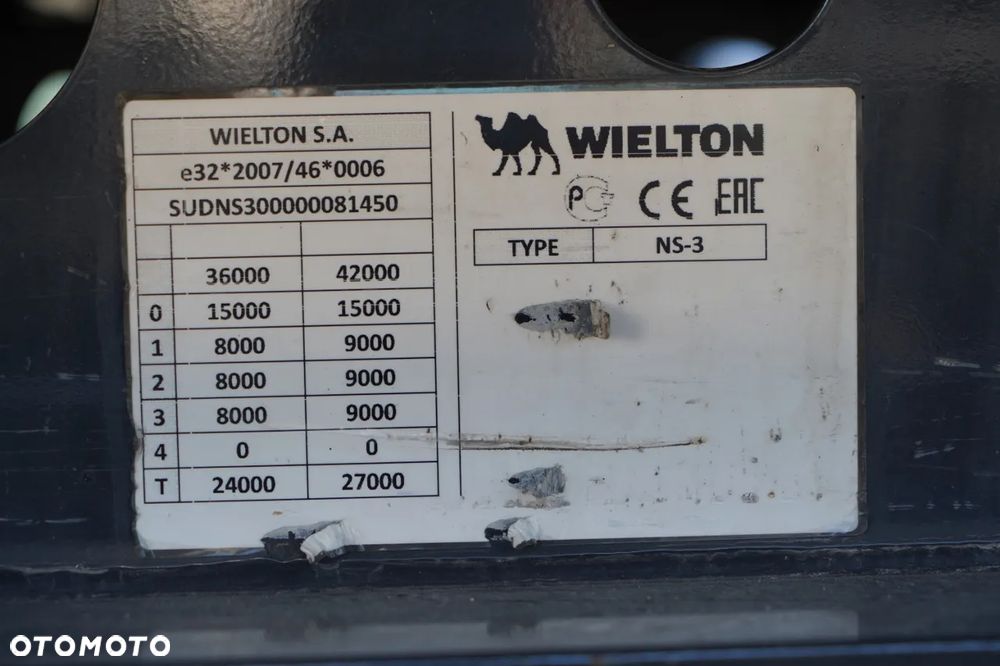 Wielton FIRANKA / STANDARD / OŚ PODNOSZONA  / 385/65 r22,5 - 23