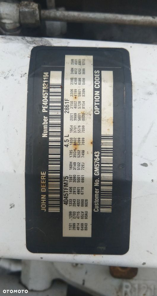 SILNIK SPALINOWY John Deere 4045 4045TFM75 4.5L 2861F PE4045T821195 MARINE Engine - 10
