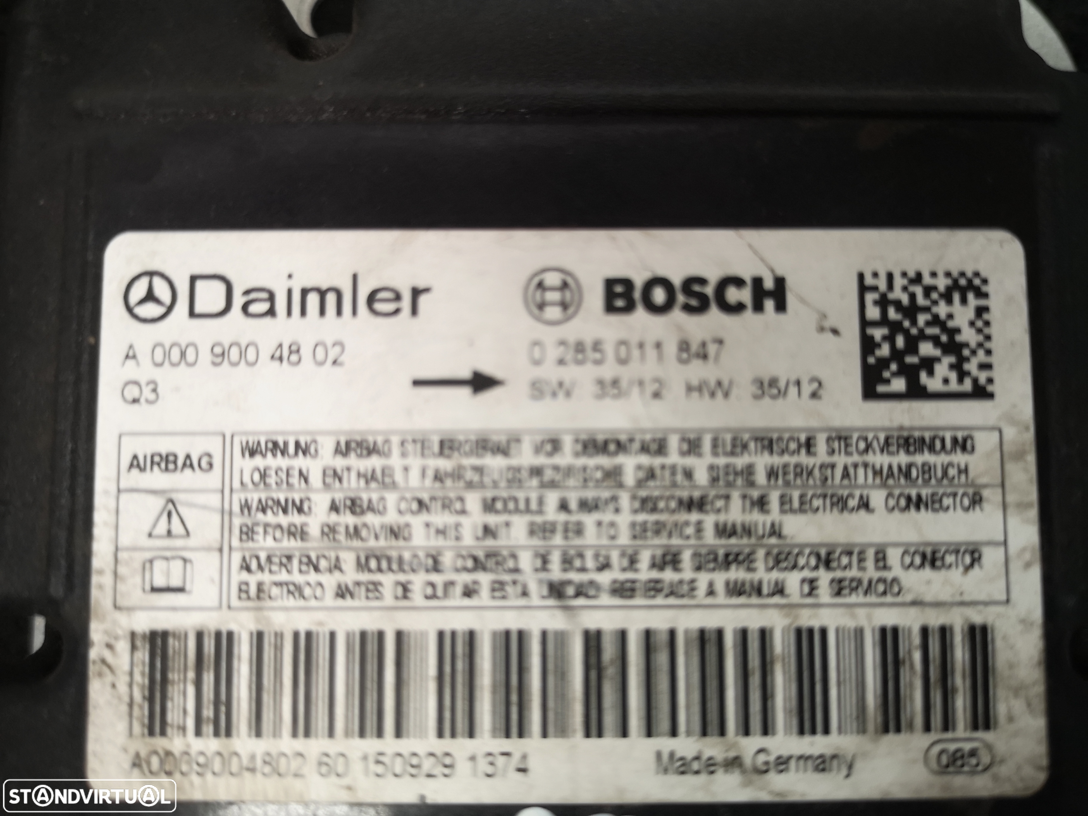 Centralina de airbag Mercedes w906 w639 sprinter vito  2014+ (2x no estoque) - 3