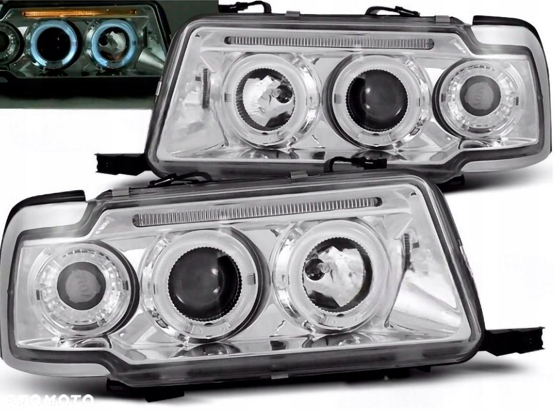 Reflektory Lampy kpl Ringi Angel Eyes Led Diody Chrom Audi 80 B4 1991-1996 - 2