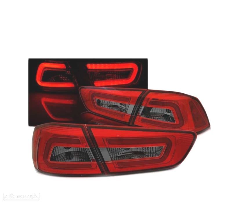 FAROLINS TRASEIROS LED MITSUBISHI LANCER 8 SEDAN 08-11 RED SMOKED VERMELHO FUMADO ESCURECIDO - 1