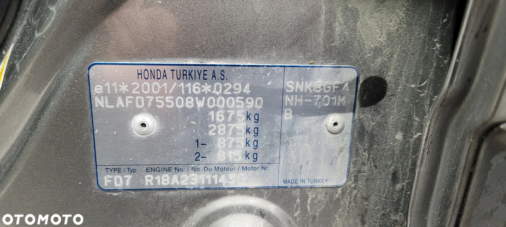 honda civic VIII sedan kod koloru NM701M na śrubki - 12