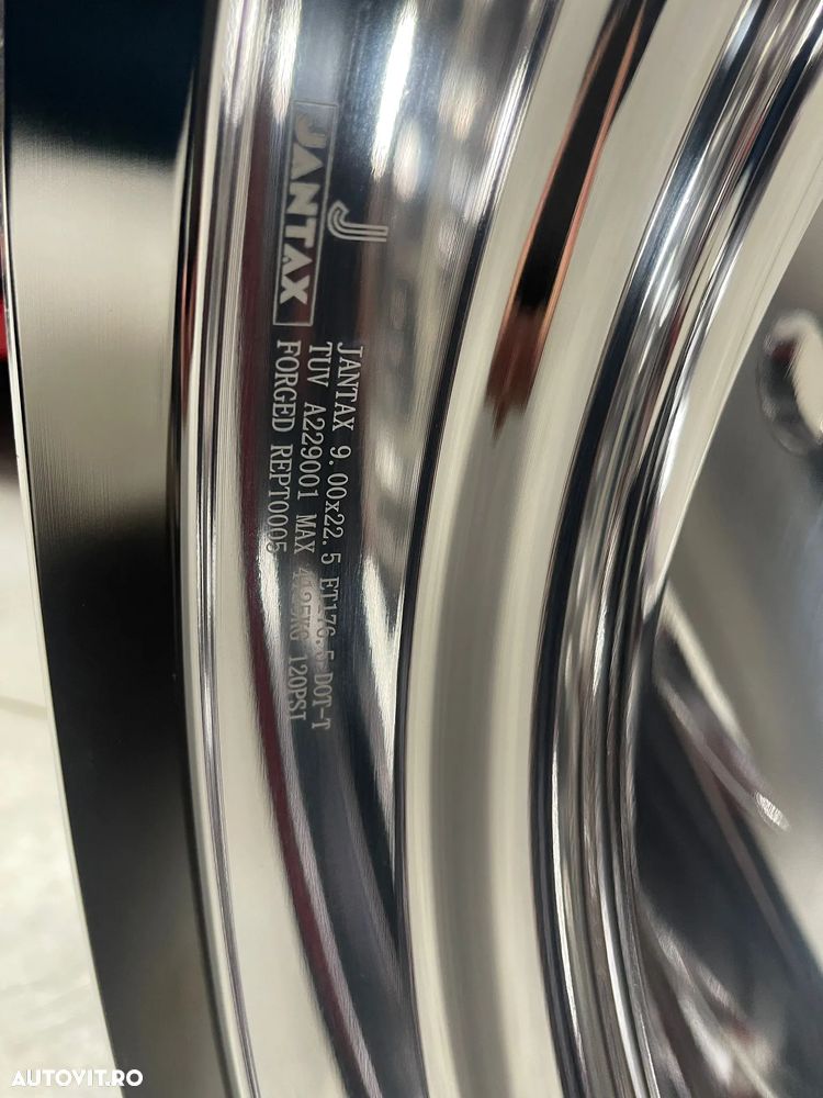 Janta NOUA  Aliaj 9.00X22.5 Jantax Ranforsata 10 prezoane, 105 mm intre prezoane, fiu 280 mm, flansa laterala Valva interioara,ET176.5, max.4125 kg Toate Pozitiile - 4