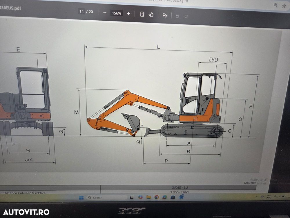 Hitachi 5,1tone, 2023/12, 2.229h, ZX48U-6, Adanc sapare 4m, CUPLA RAPIDA HIDRAULICA+3 CUPE, LAMA NIVELARE, Aer conditionat, inst picon pe brate, latime 2m, incarcarca 8x4, Antifurt, posibil leasing 4 ani, PROMOTIE 37900 EUR+Tva - 27