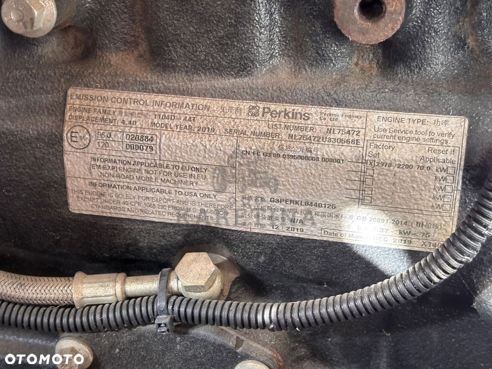 Perkins 1104D-44T Silnik Kompletny G3PERKL0440125 4,4 litra 2019  NL75472 - 3
