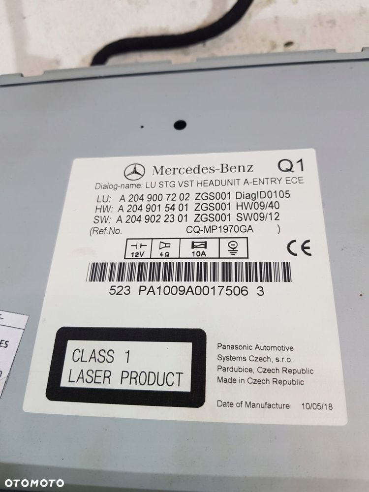 wyświetlacz nawigacja radio a2046801231 mercedes c-klasa w204 1.8 cgi kpl - 8