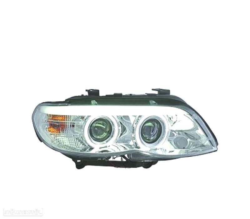 FARÓIS FRONTAIS BMW X5 E53 LCI 03-07 FUNDO CROMADO - 1