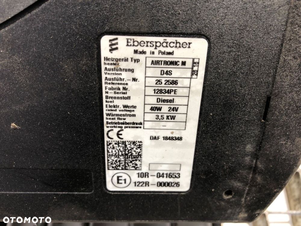 OGRZEWANIE POSTOJOWE WEBASTO  DAF XF 2012 - 2022 FT 460 340 kW [462 KM] 4x2 2012 1848348 - 6