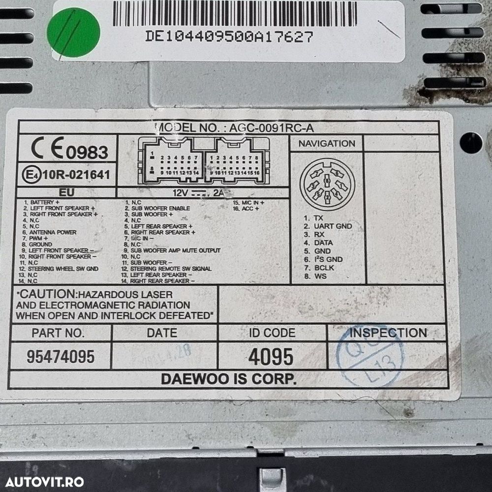 Cd player Chevrolet Captiva Facelift 2011 - 2014 (1440) 95474095 - 5
