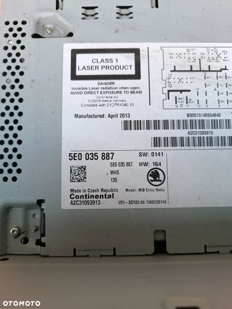 Skoda Octavia III radio odtwarzacz CD 5E0035887 - 2