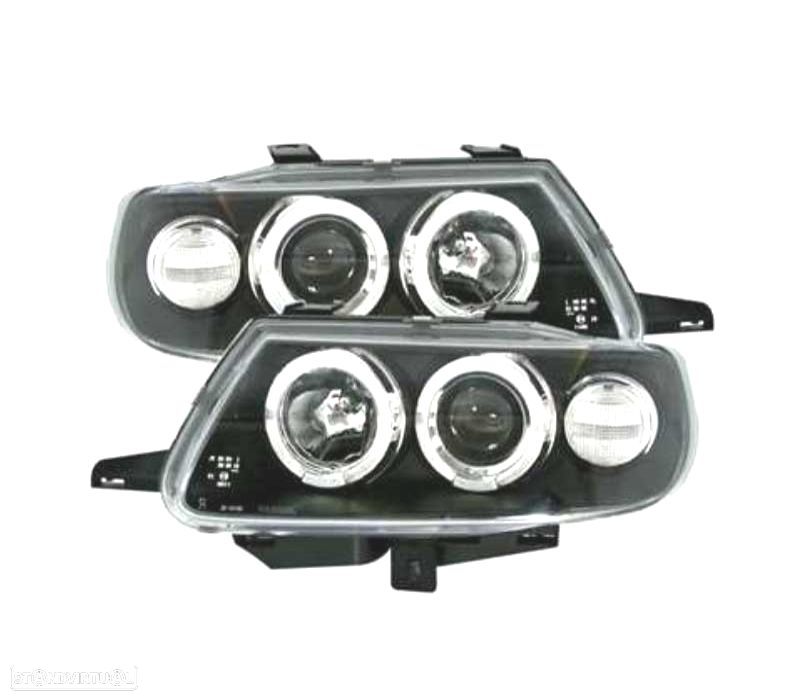 FARÓIS FRENTE ANGEL EYES CITROEN SAXO 96-99 FUNDO PRETO - 1