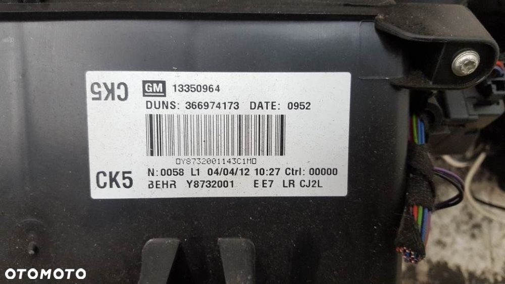 NAGRZEWNICA DMUCHAWA NAWIEWU OPEL ASTRA J 13350964 - 2