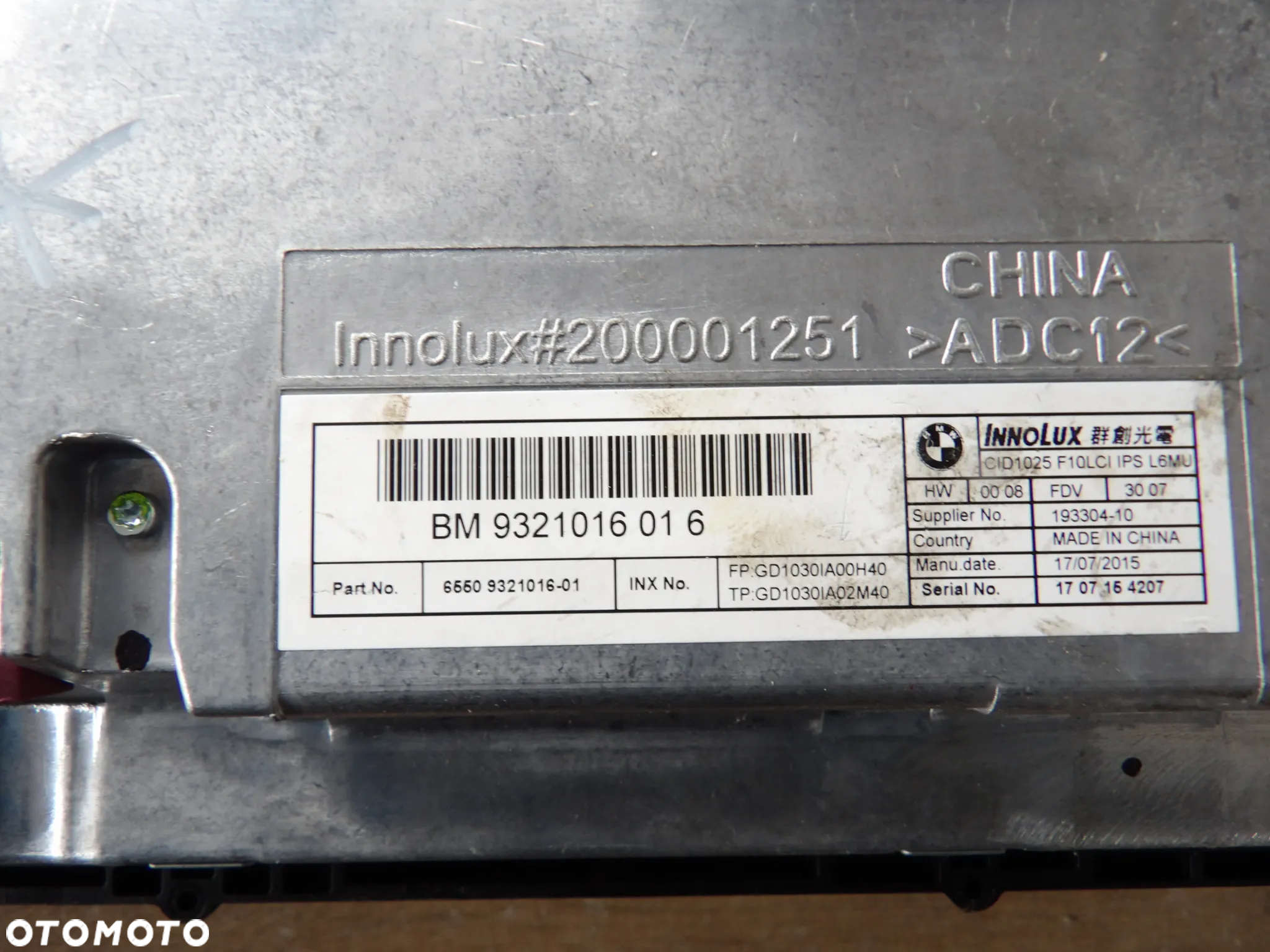BMW - F10,F11 - MONITOR , WYŚWIETLACZ NAWIGACJI - NBT - 9321016 - 2