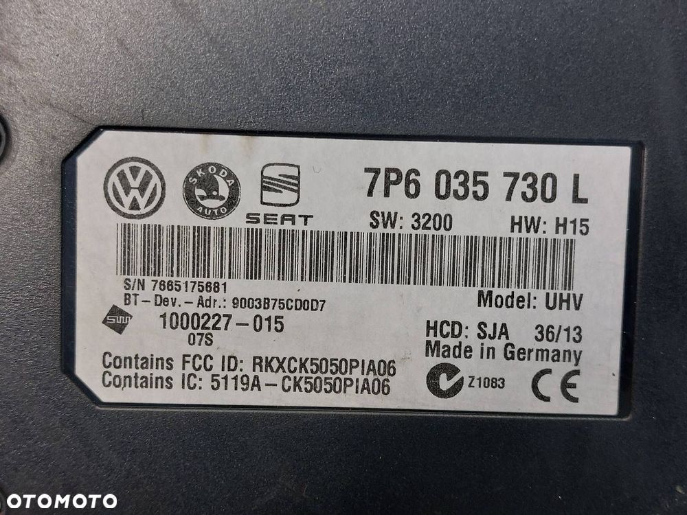 MODUŁ BLUETOOTH VOLKSWAGEN PASSAT B7 7P6035730L - 2
