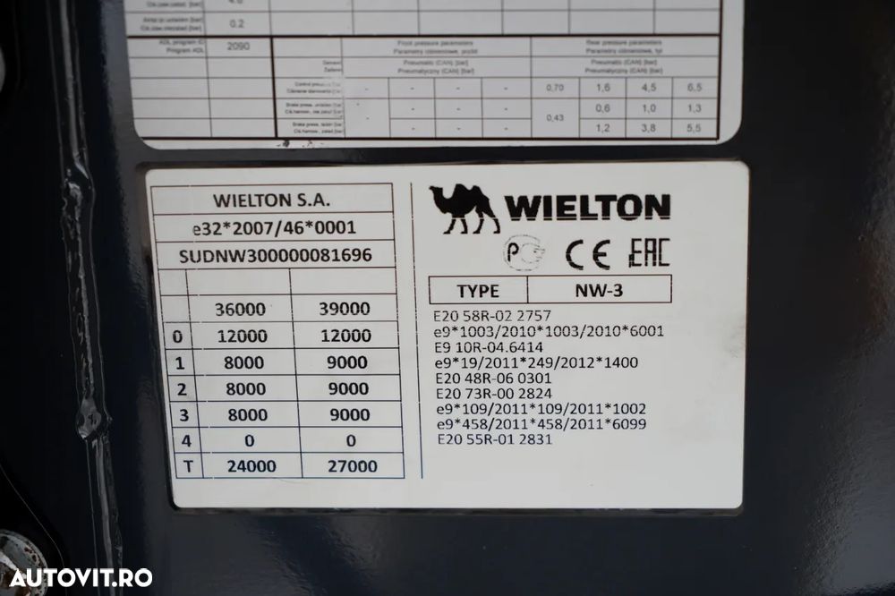 Wielton BASCULATOR / 51 M3 / OȚEL / HARDOX / AXĂ RIDICABILĂ / AXE SAF - 19