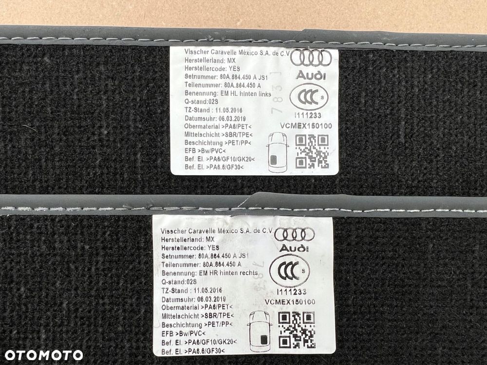audi q5 80a zestaw dywaników materiałowych przód tył 80a864450a 80b863691a - 8