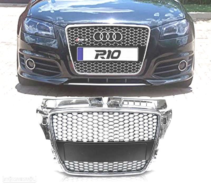 GRELHA FRONTAL AUDI A3 8P 08-12 LOOK RS CROMADO PRETO - 1
