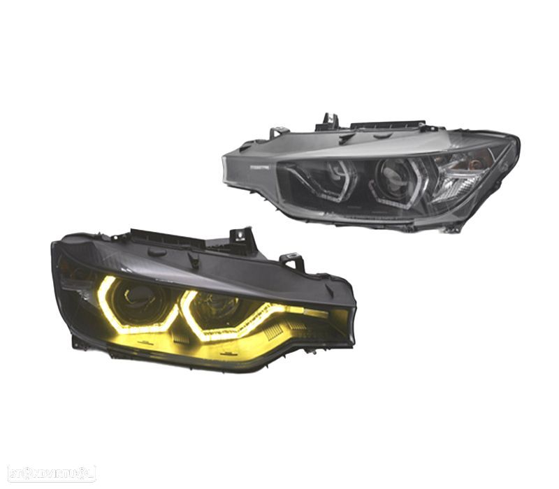 FARÓIS BMW F30 F31 11-15 ANGEL EYES LUZ DIURNA LED AMARELA - 2