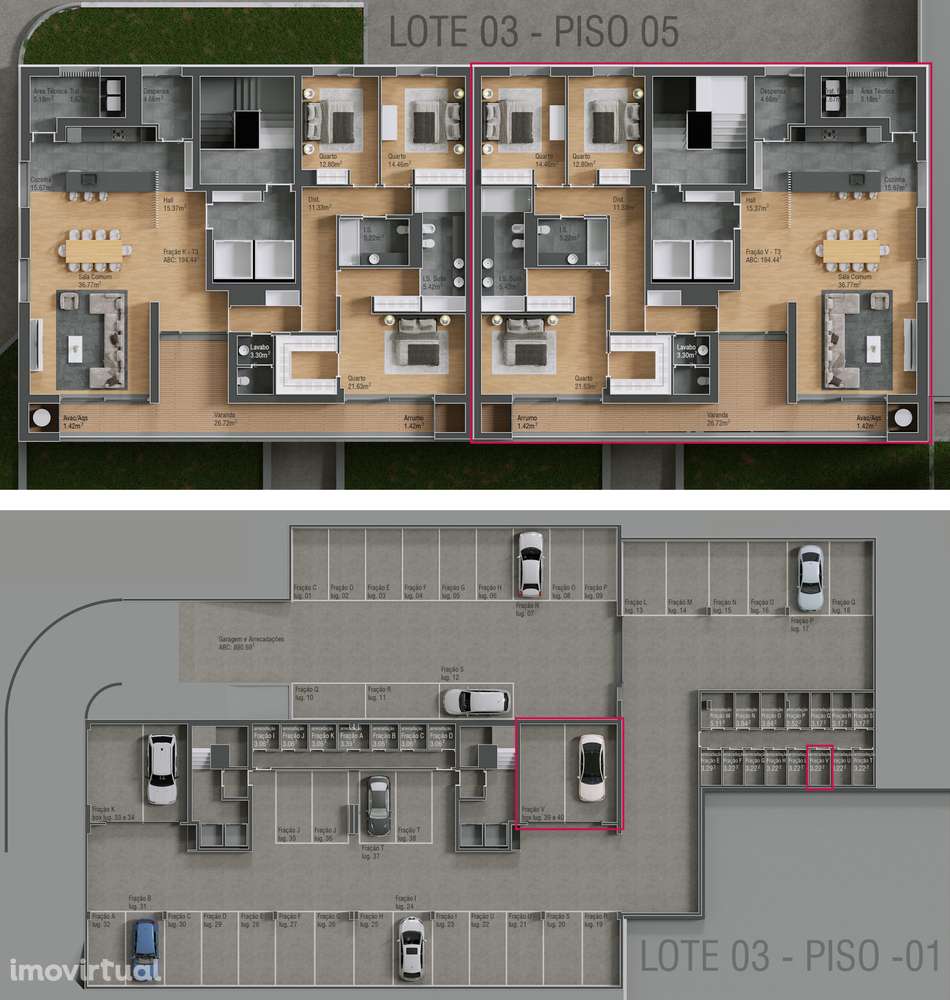 Penthouse T3 em planta - Grande imagem: 4/4