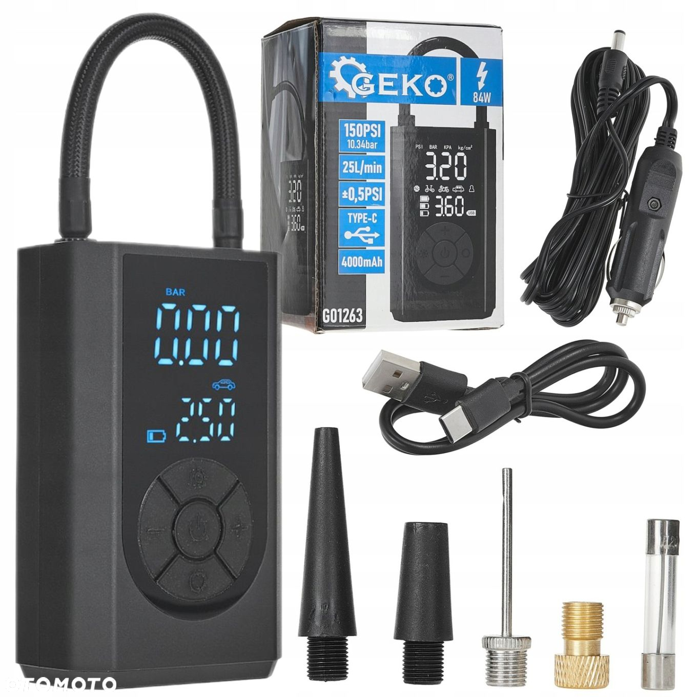 KOMPRESOR ROWEROWY/SAMOCHODOWY 400mAh 84W LATARKA LED GEKO G01263 - 14