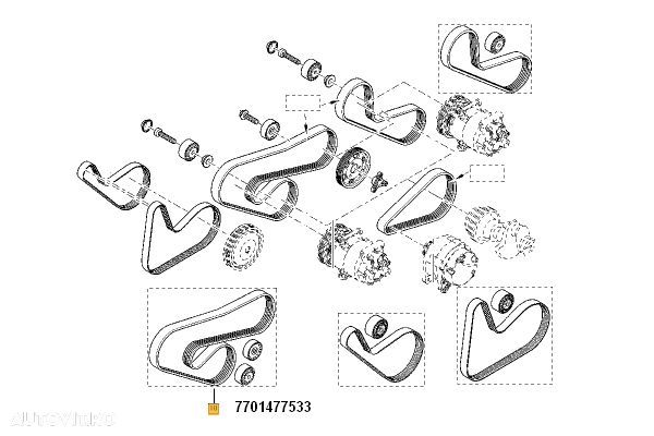 Kit Transmisie Cu Ac Si Servo Dacia Logan 2006-, Sandero 2008- Motorizare 1.2 16v Renault Twingo 1996-2007; 7701477533 - 1