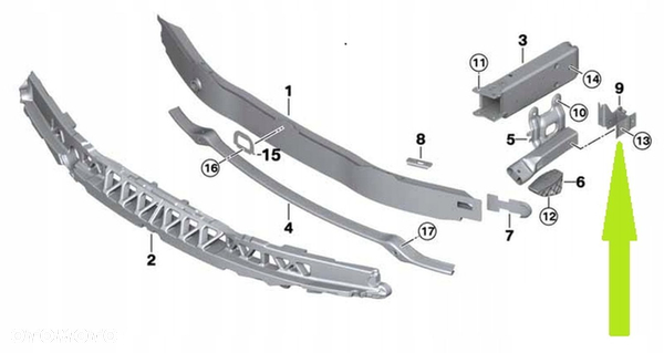 UCHWYT CHŁODNIC ADAPTER MOCOWANIE BMW 3 F30 F32 F20 LIFT 51647245795 LEWY