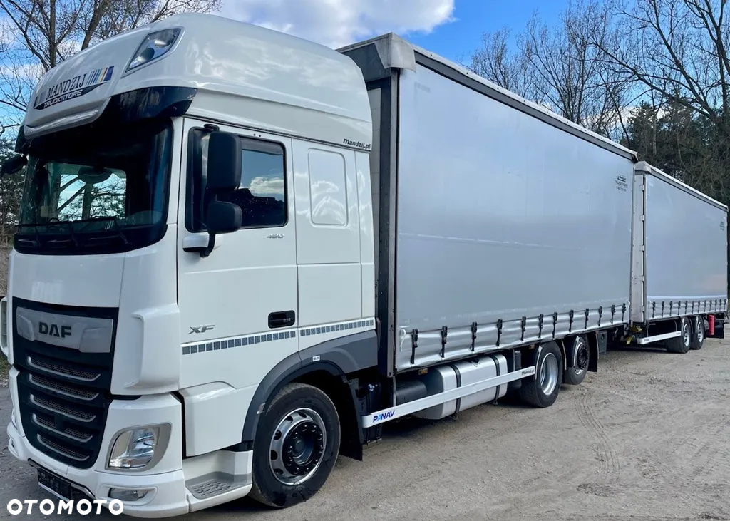 DAF XF480 SUPER SPACE CAB 6x2 JUMBO OŚ PODNOSZONA AUTOMAT SPOJLERY STANDKLIMA 2xALUTANK SKÓRA LED FIRANKA DŁ:7.40m + PRZYCZEPA PANAV TANDEM FIRANKA DŁ:8.20m SAF ZESTAW PRZESTRZENNY PRZEJAZDOWY 120m3 NOWE PLANDEKI !!!! EURO 6 2021 - 6