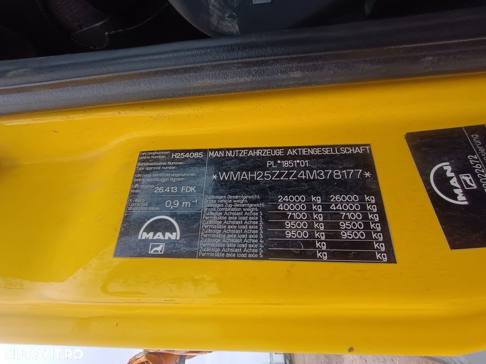 MAN TGA 26.410 / 6x4 / BASCULATOR 3 LATURĂ / MEILLER KIPER / MANUAL / - 36