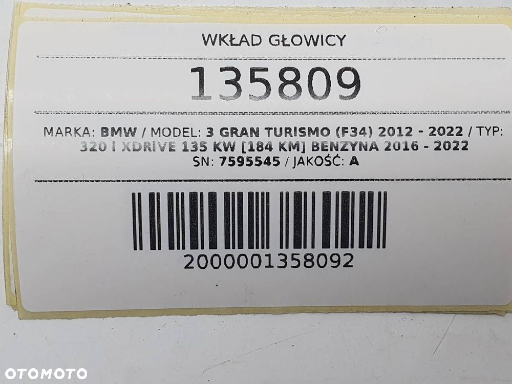WKŁAD GŁOWICY GNIAZDA N20 2.0 B 184 BMW 3 F34 GT 7595545 - 5