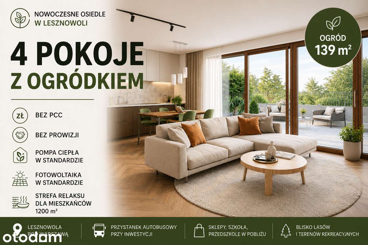 Mieszkanie na sprzedaż, 4 pokoje, 89 m², Lesznowola