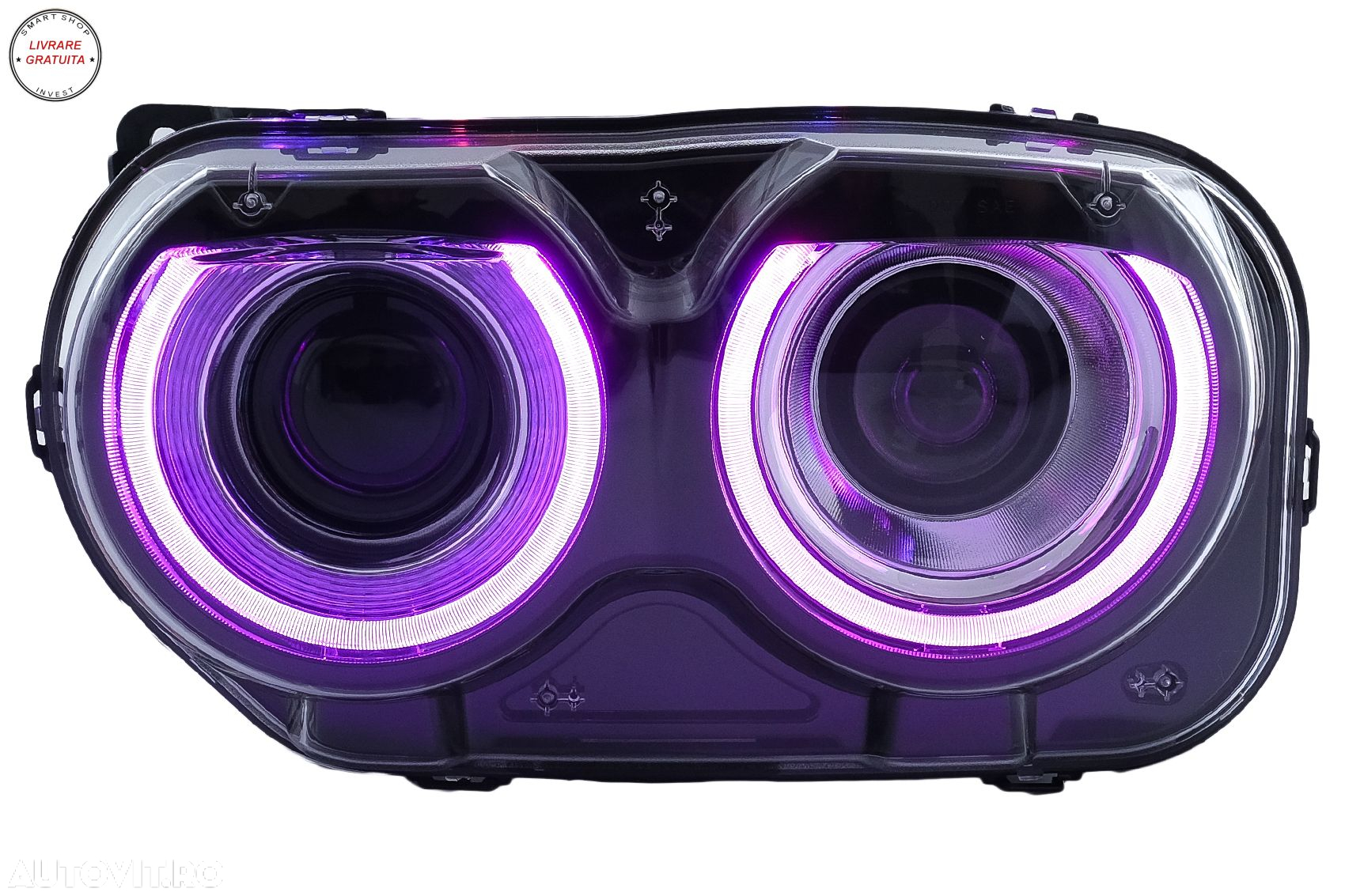 Faruri LED Dodge Challenger (2015-2024) Negru cu Lumini RGB- livrare gratuita - 14