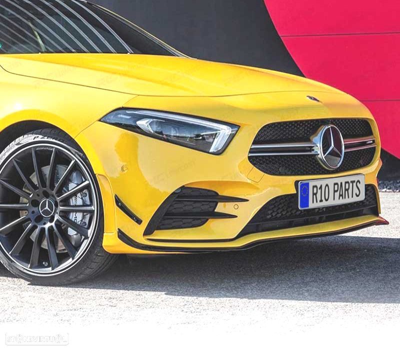 SPOILER LIP FRONTAL + SPLITTERS MERCEDES CLASE A W177 18- LOOK AMG PRETO BRILHANTE - 2