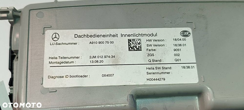 OŚWIETLENIE KABINY MERCDES-BENZ SPRINTER 907 A9109007500 - 5