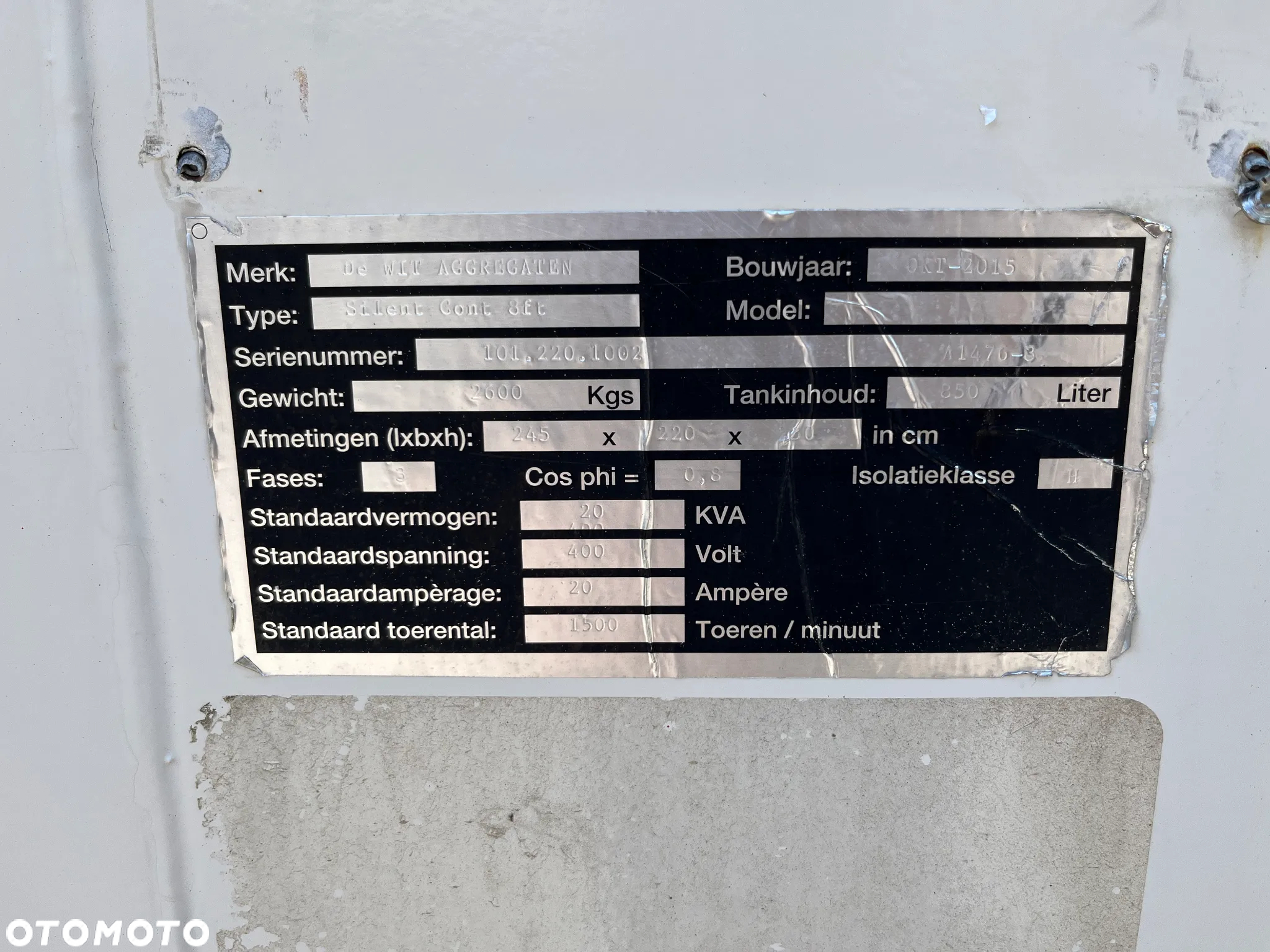 Agregat Prądotwórczy DE WIT MITSUBISHI Silent Cont. 85E 20 kVA 400V 1500 rpm 22763 netto - 5