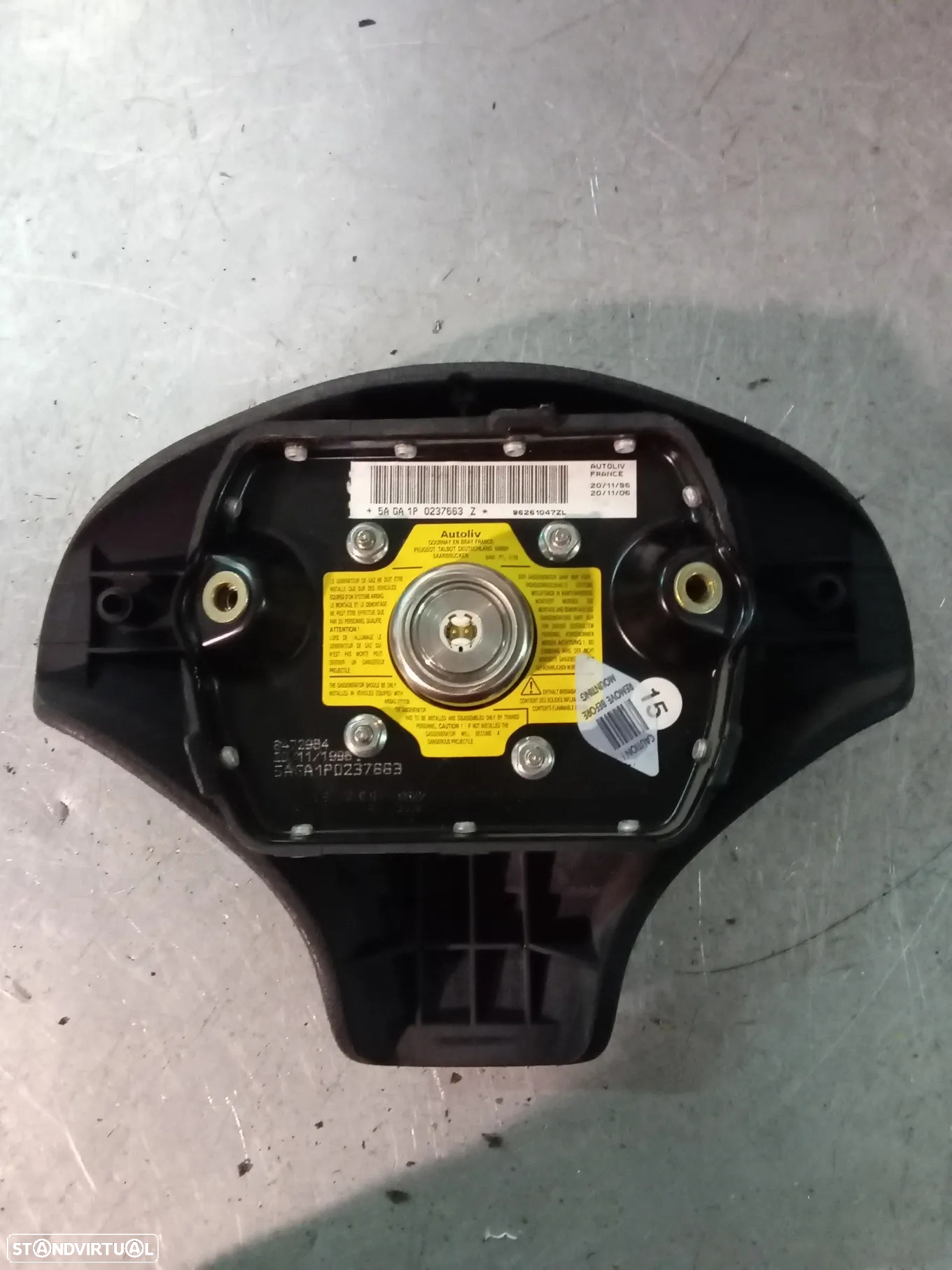 AIRBAG DO VOLANTE PEUGEOT 106 306 96261047ZL - 2
