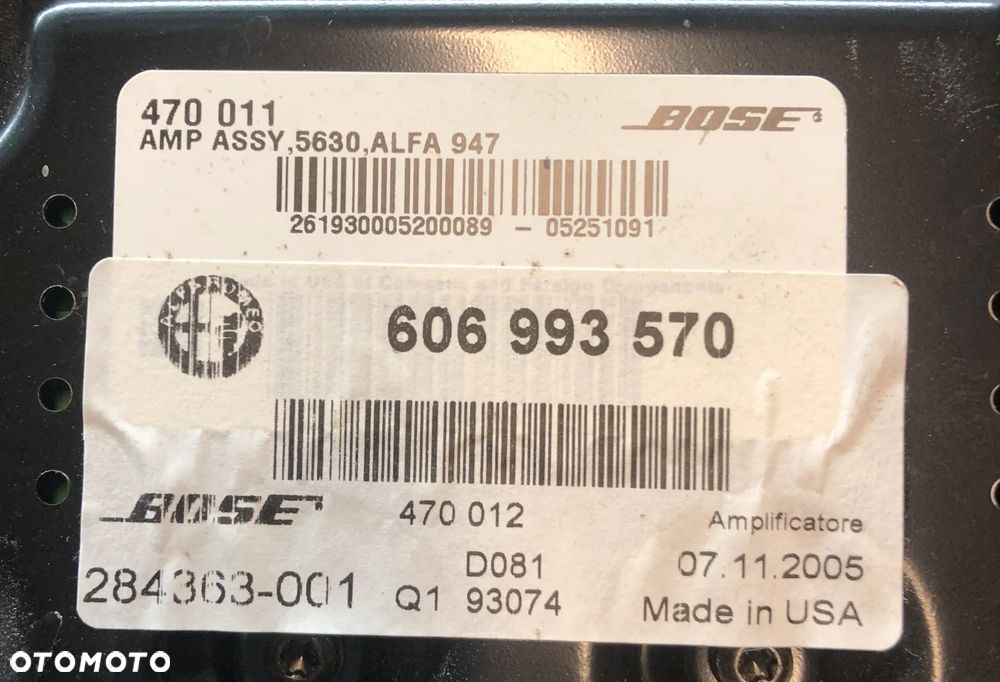 SUBWOOFER GŁOŚNIKI WZMACNIACZ  BOSE KOMPLET ALFA ROMEO GT 606833180 - 2